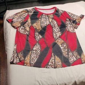 Paisley Animal Print Womens Top Size 1X